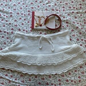 Wild Fable White Crochet Mini Skirt